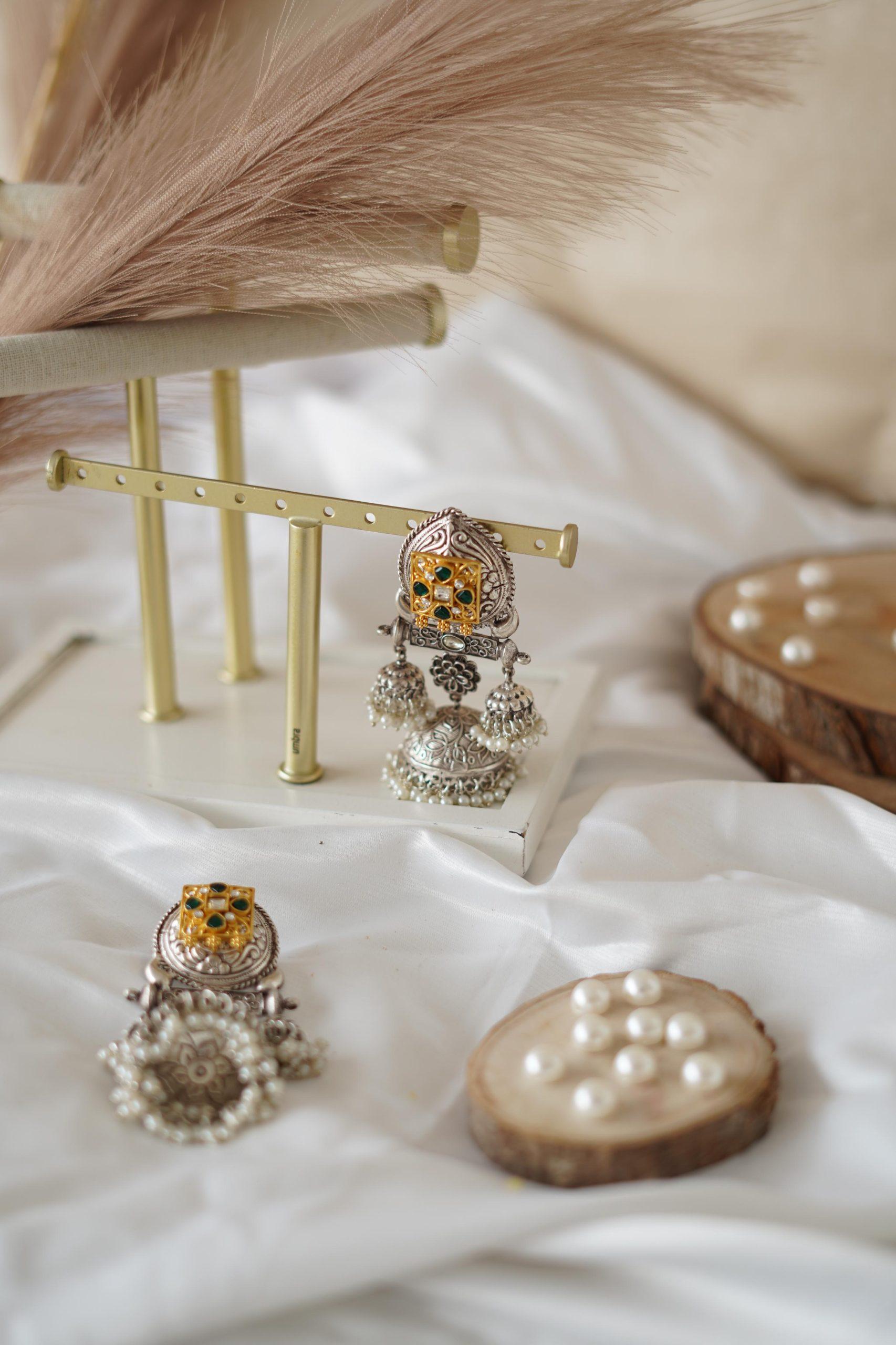 RAJESHREE SILVER TEMPLE JHUMKA image 0