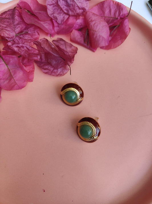 Green Button Earings image 0