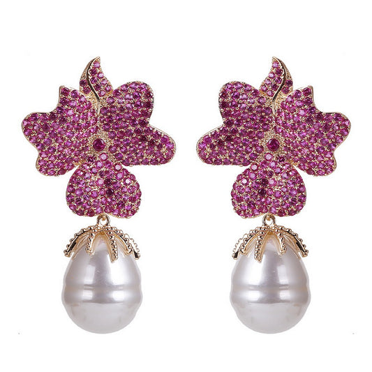 Clover With Baroque Pearl - Colour: Pink image