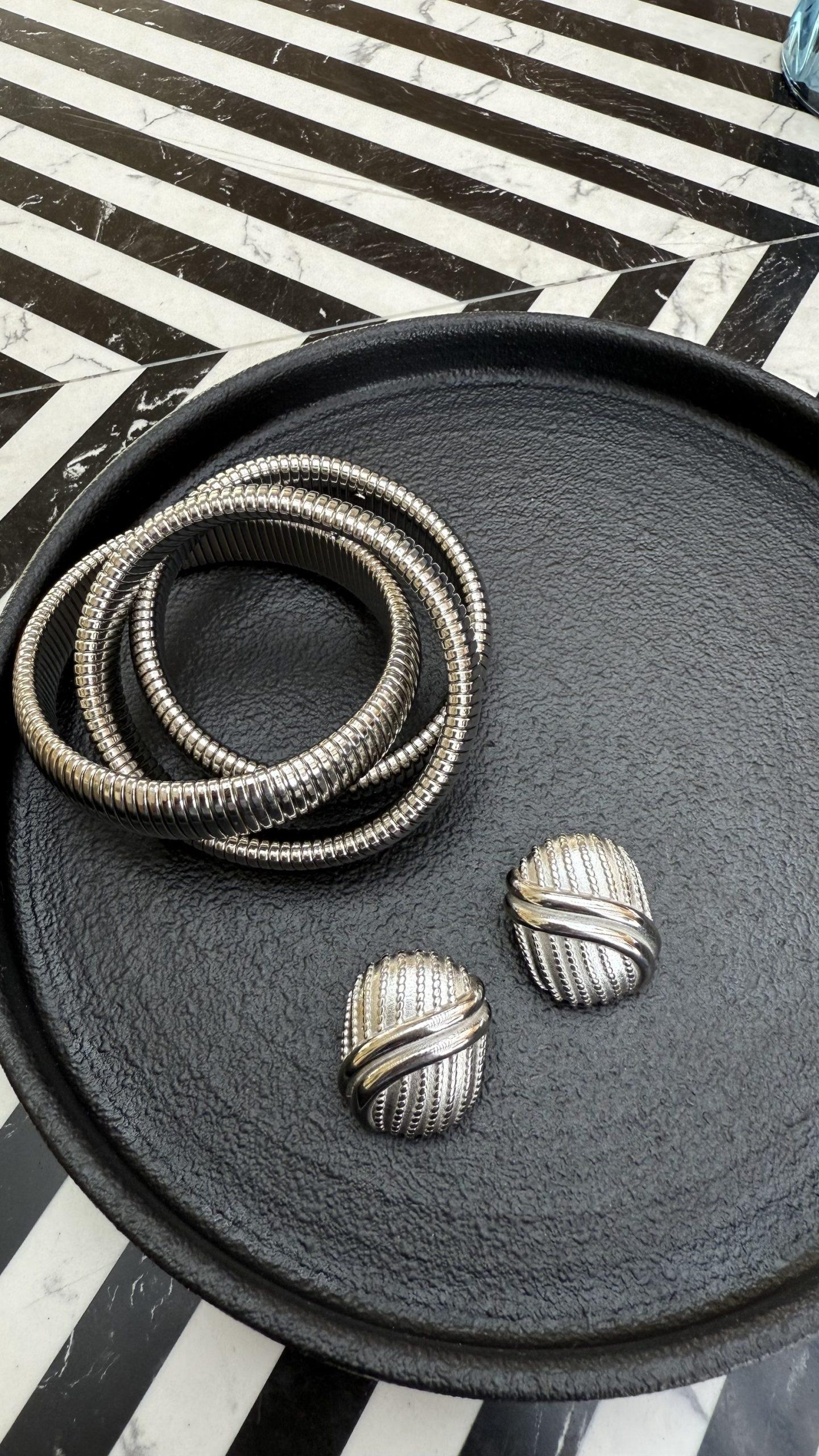 Layered Chunky Bracelet + Earrings image 0