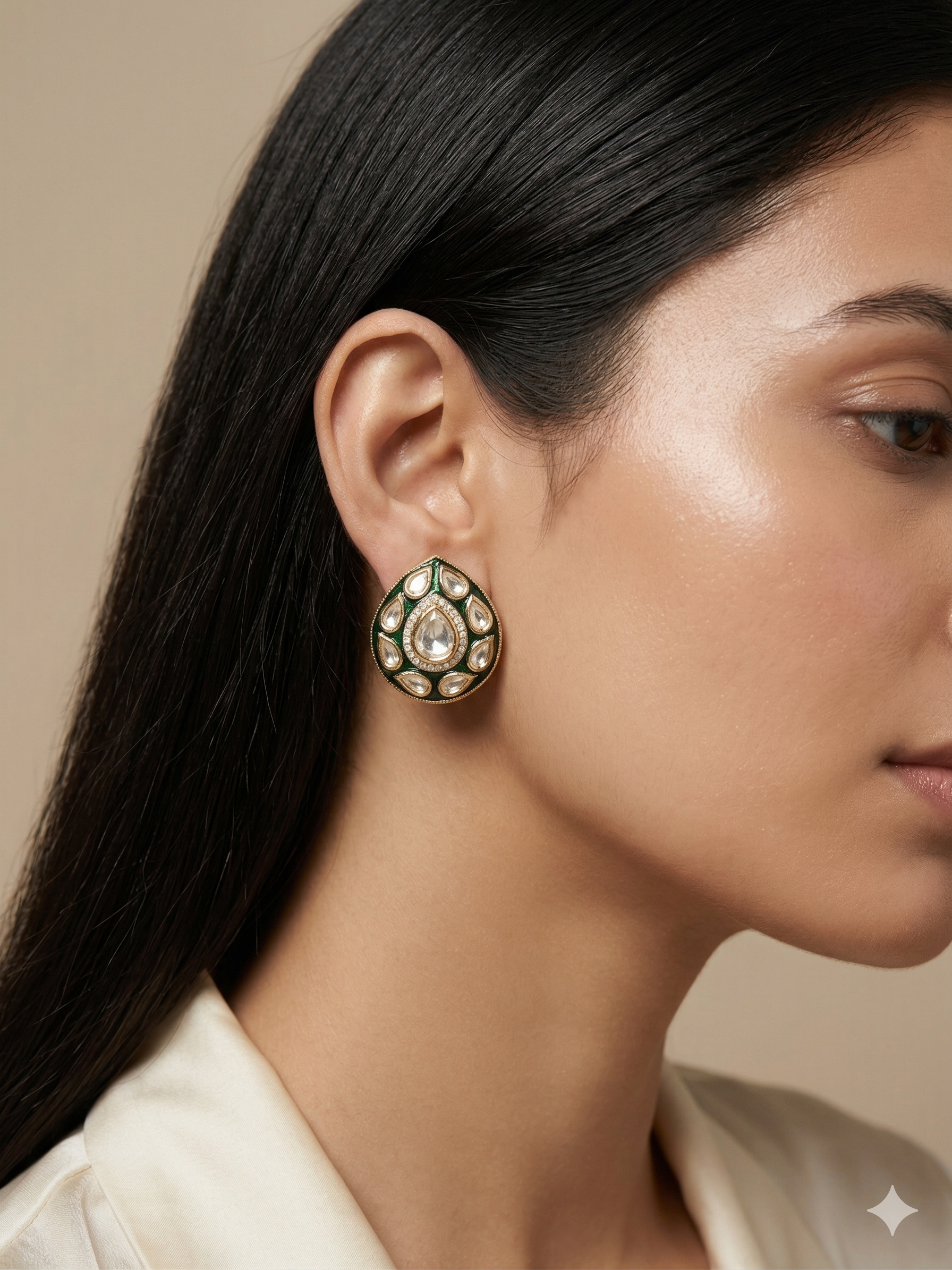 FARIHA COLOURED POLKI STUD
