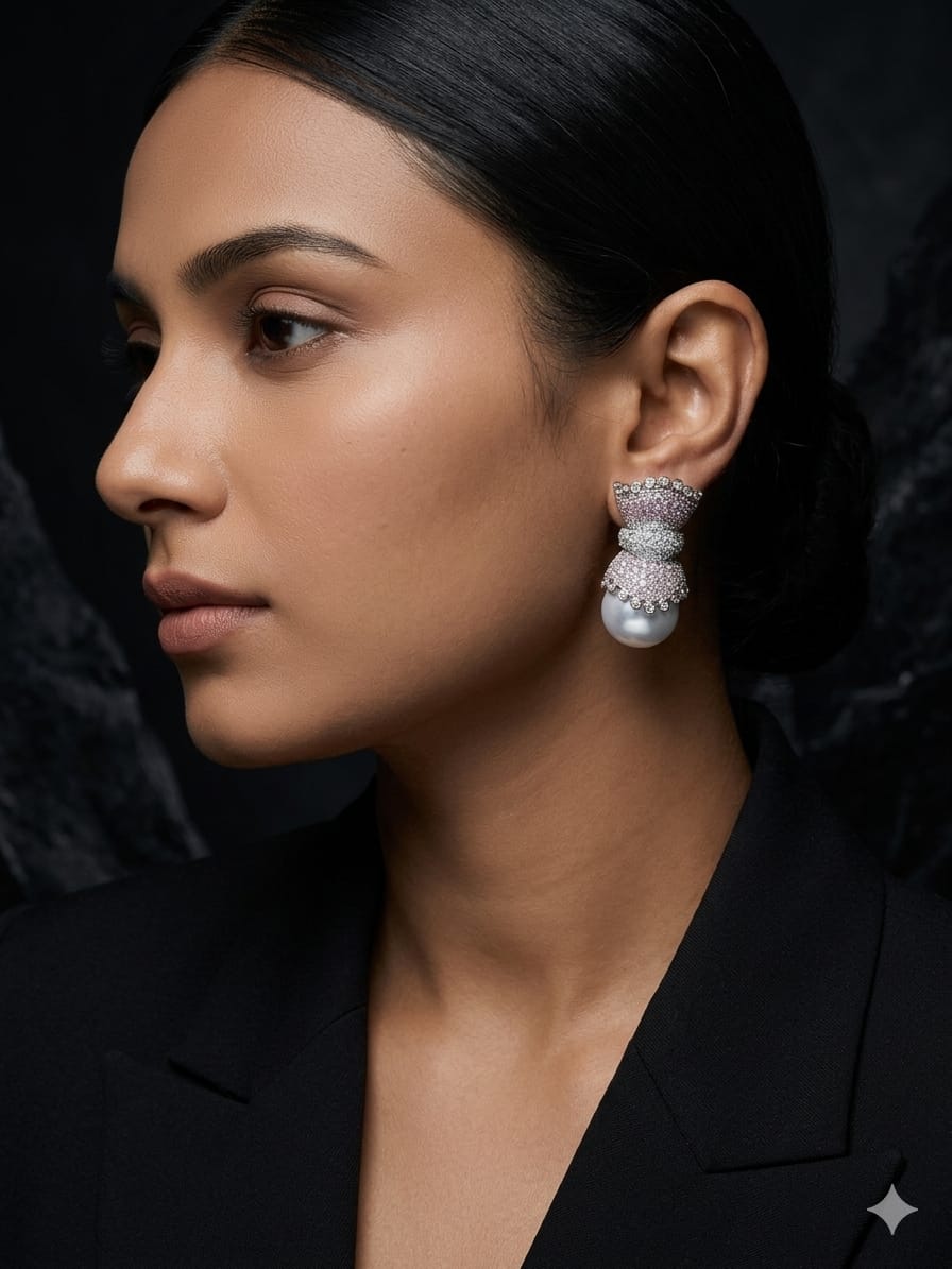 HALF KNOT WITH PEARL EARRING