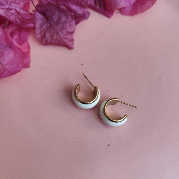 Resin White Moon Earings