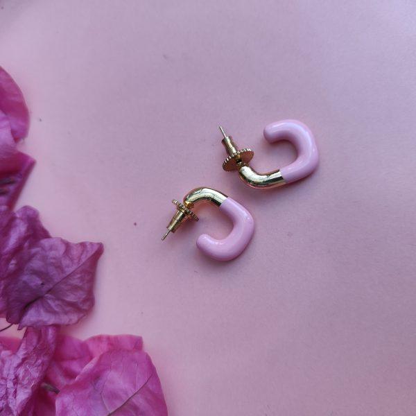 Resin Pink Square Earings