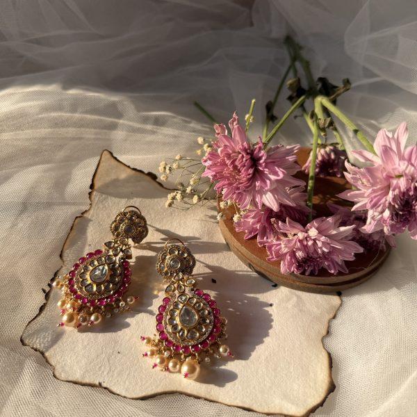 Red Drop Polki Earrings