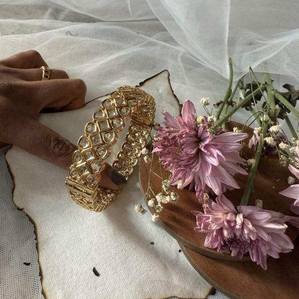 White Polki Bangle