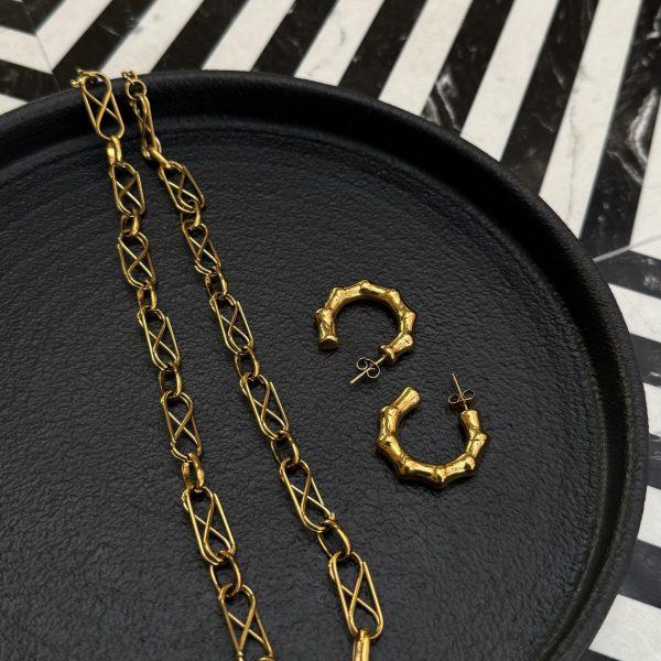 Gold Chain + Earrings