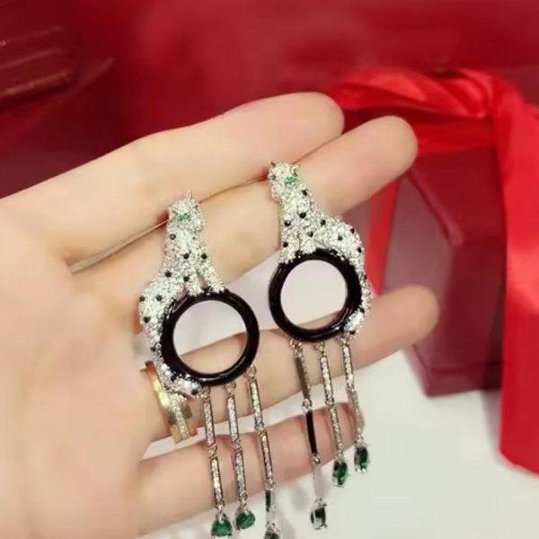 PANTHER BLACK ROUND EARRING
