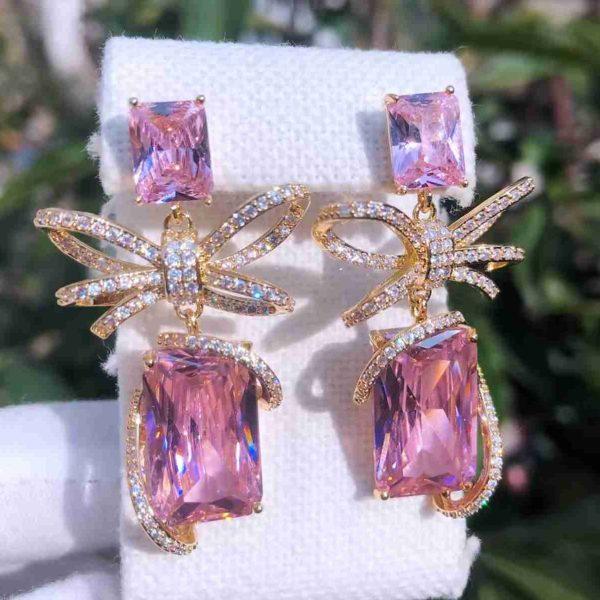 BOW PINK SWAROVSKI EARRING