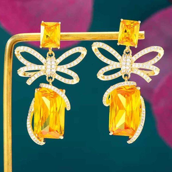 BOW YELLOW SWAROVSKI EARRING