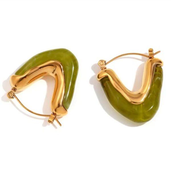 GREEN ENAMEL HOOPS