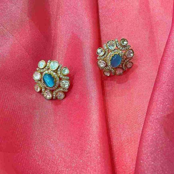 RUHI SKY BLUE KUNDAN STUD