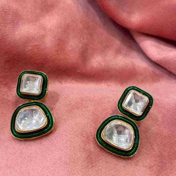 GREEN POLKI STUD