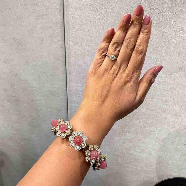 FLORAL PINK POLKI BANGLE