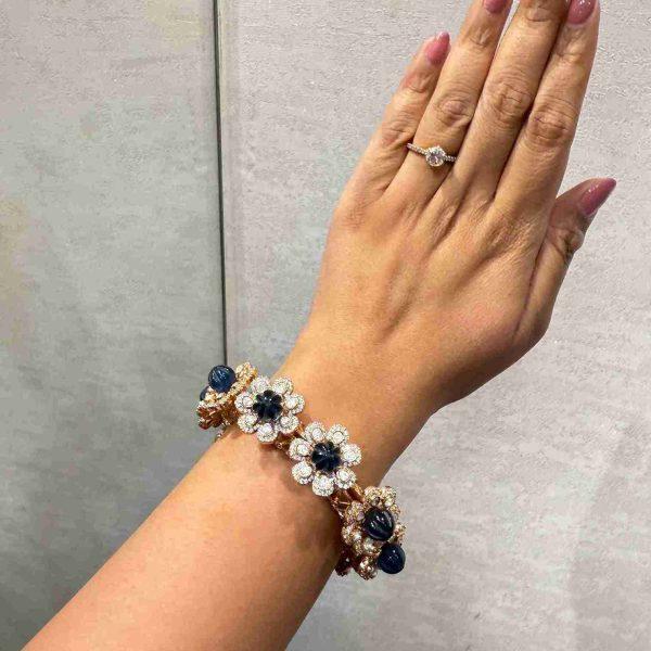 FLORAL BLUE POLKI BANGLE