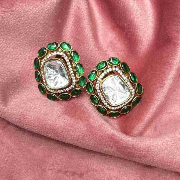 jaya green kundan stud