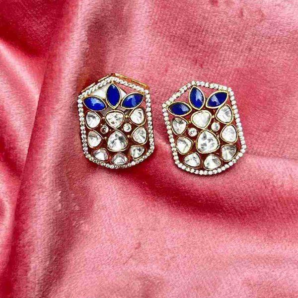 sitara blue polki stud