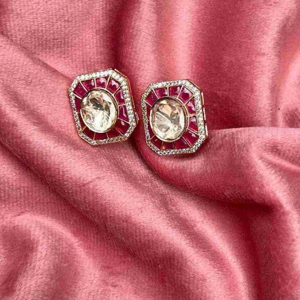 ruby kundan stud