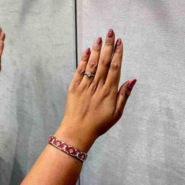 lv red leather bracelet