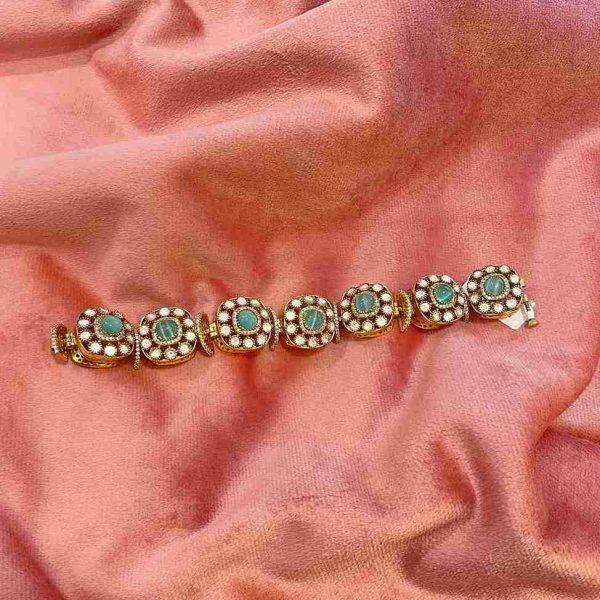 3D MINT GREEN POLKI BRACELET