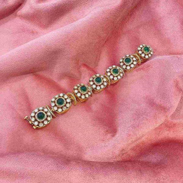 3D GREEN POLKI BRACELET
