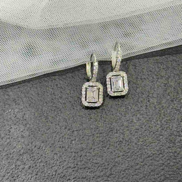 BAGUETTE DROP PURE SILVER EARRING