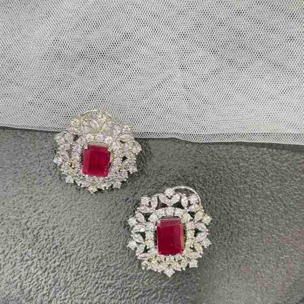 ASHA BIG RED DIAMOND EARRING