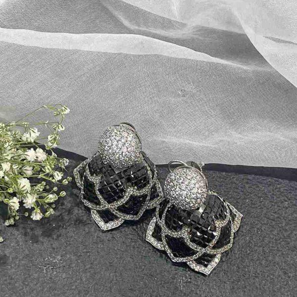LOTUS BLACK DIAMOND EARRING