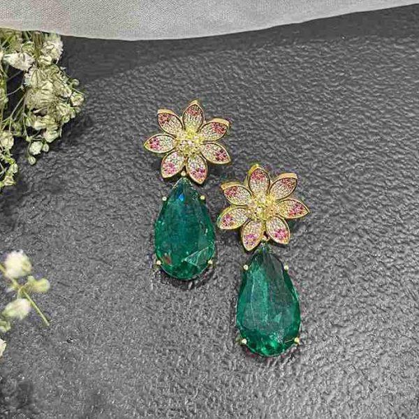 FLOWER WITH EMERALD DROP