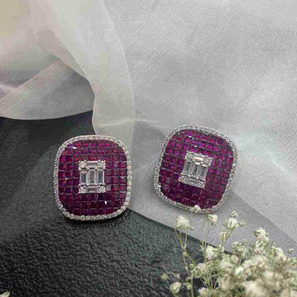 SQUARE RUBY STUD
