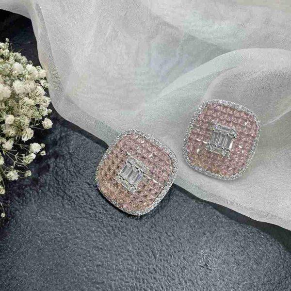 SQUARE PINK EARRING